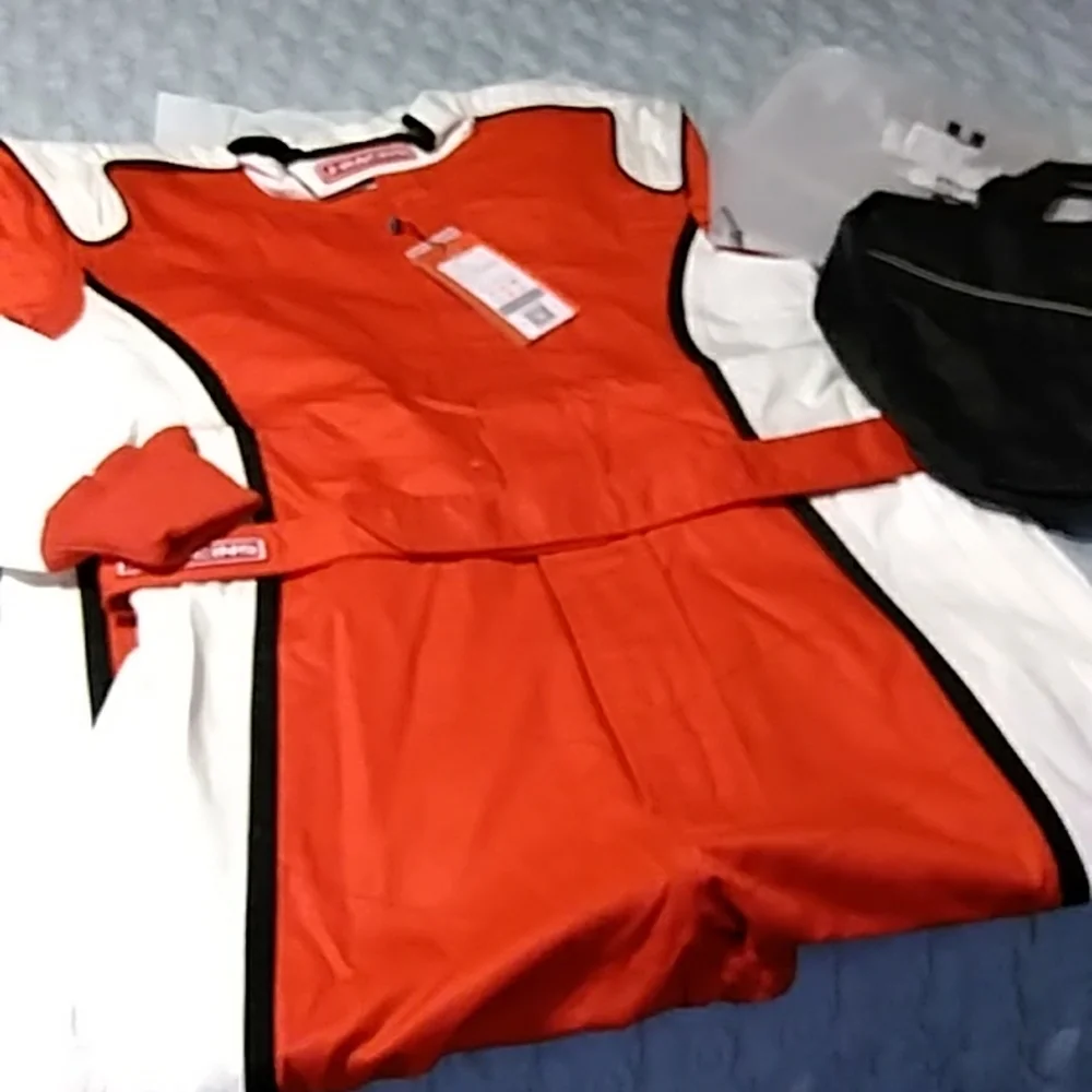 Mens Red Racing-Style One-Piece Suit - Picture 1 of 8